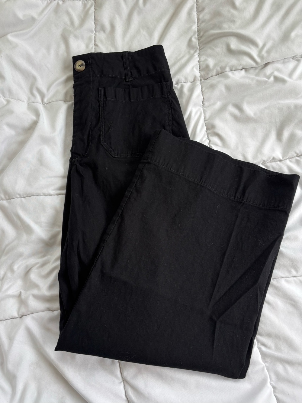 Maeve Anthropologie The Colette Black Wide Leg Crop Pants Patch Pocket 28